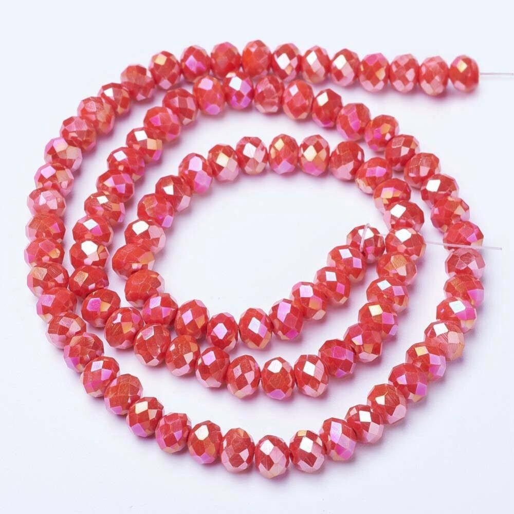 5.5mm 8mm Dark Salmon Faceted Rondelle Beads
