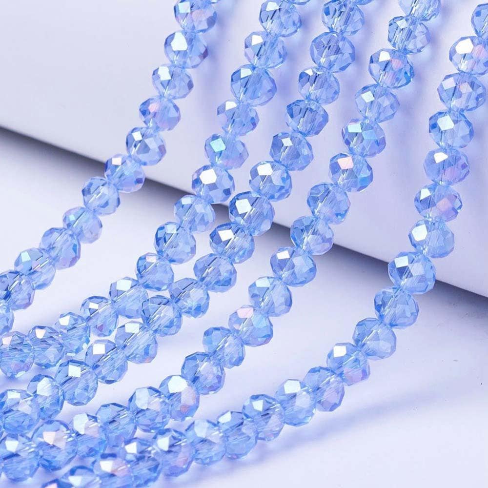 6mm 8mm 10mm Blue Transparent AB Faceted Rondelle Beads
