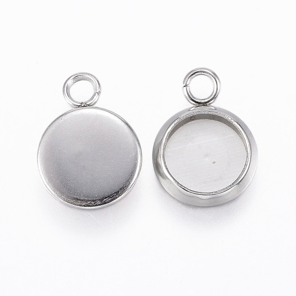 Stainless Steel Cabochon Settings Fits 12mm Cabs