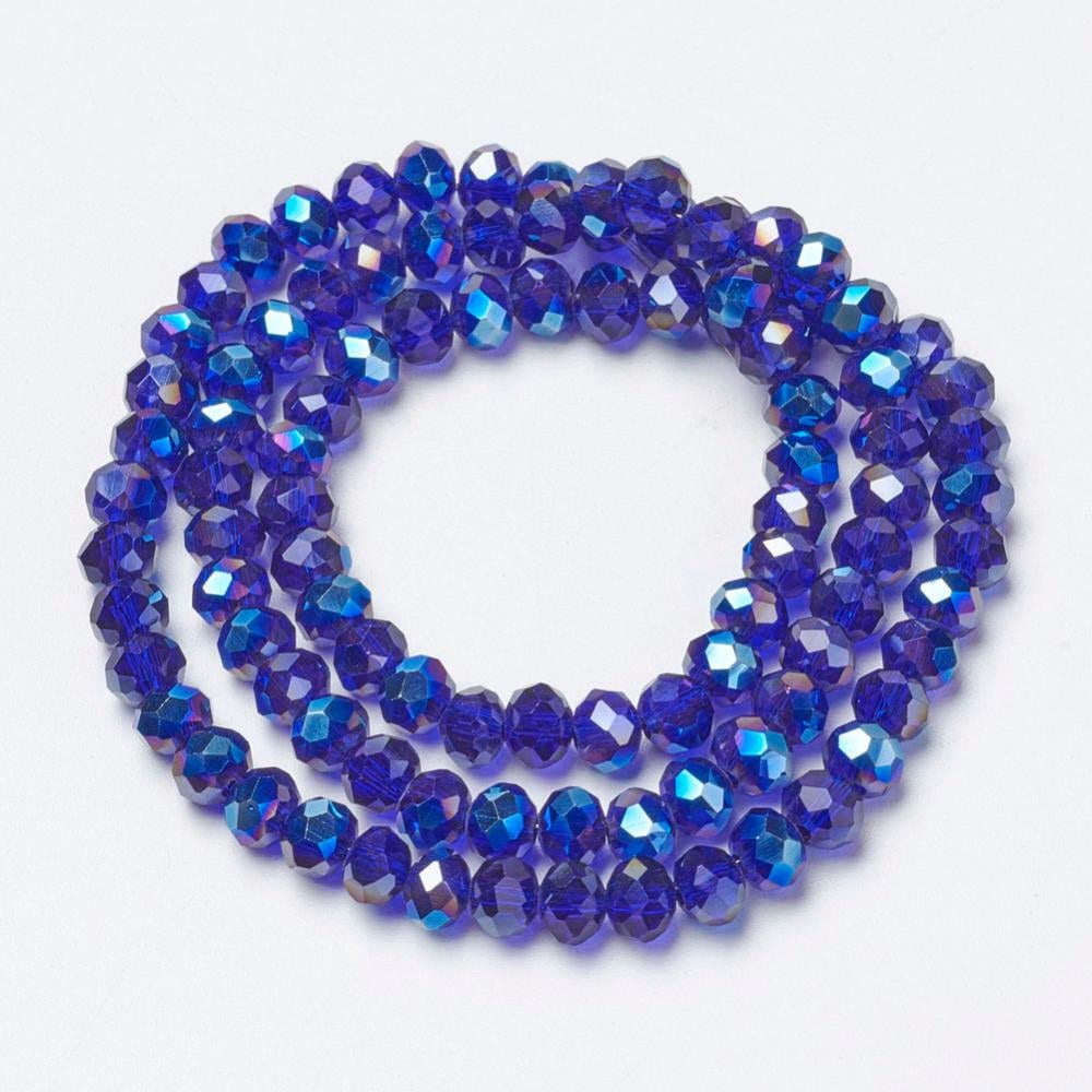 Royal Blue Faceted Rondelle Beads Half Plated, 10x8mm, 8x6mm, 6x5mm, 4x3mm