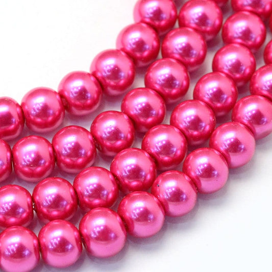 10mm 8mm 6mm 4mm Pink Glass Pearl Beads