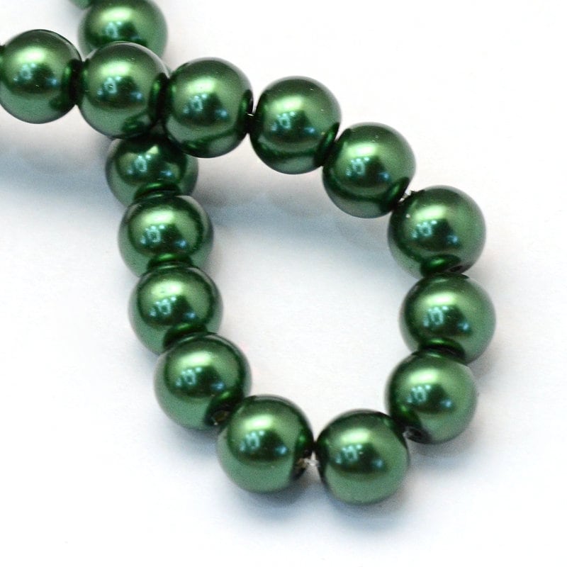 6mm 8mm 10mm 12mm Green Glass Pearl Beads, For Jewelry Making