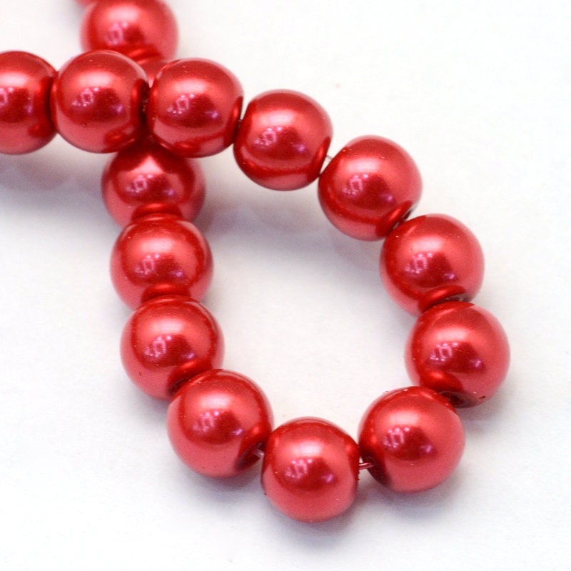 3mm 4mm 6mm 8mm 10mm 12mm 14mm Red Glass Pearl Beads