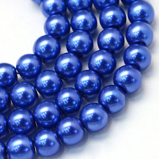 3mm 6mm 8mm 10mm 12mm Blue Glass Pearl Beads