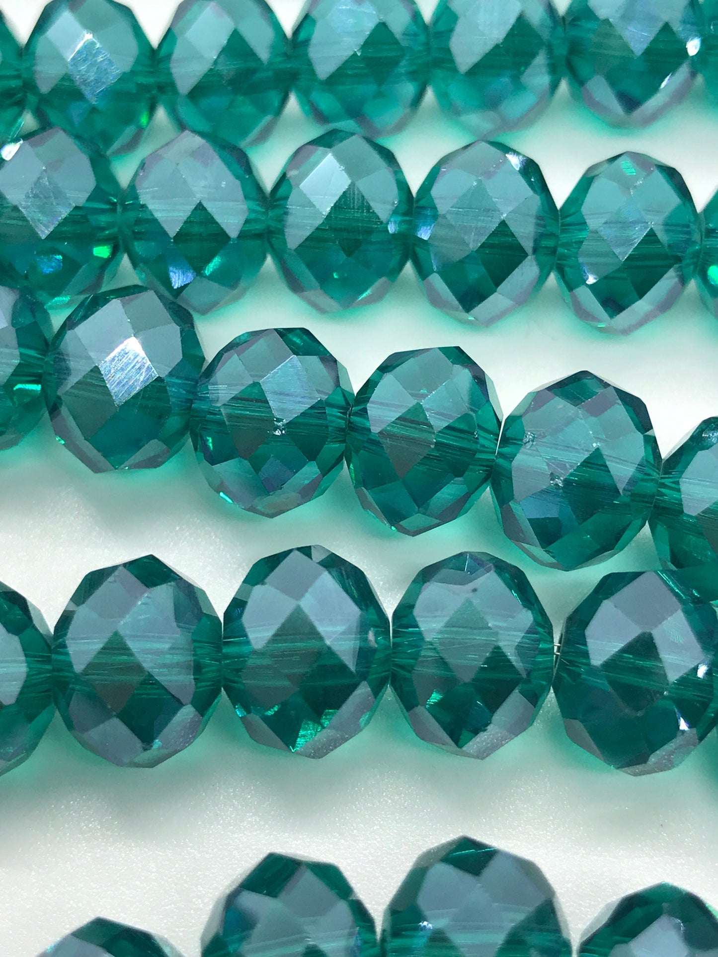 Cyan Faceted Rondelle Beads Pearl Luster Plated, 10x8mm, 8x6mm, 6x5mm