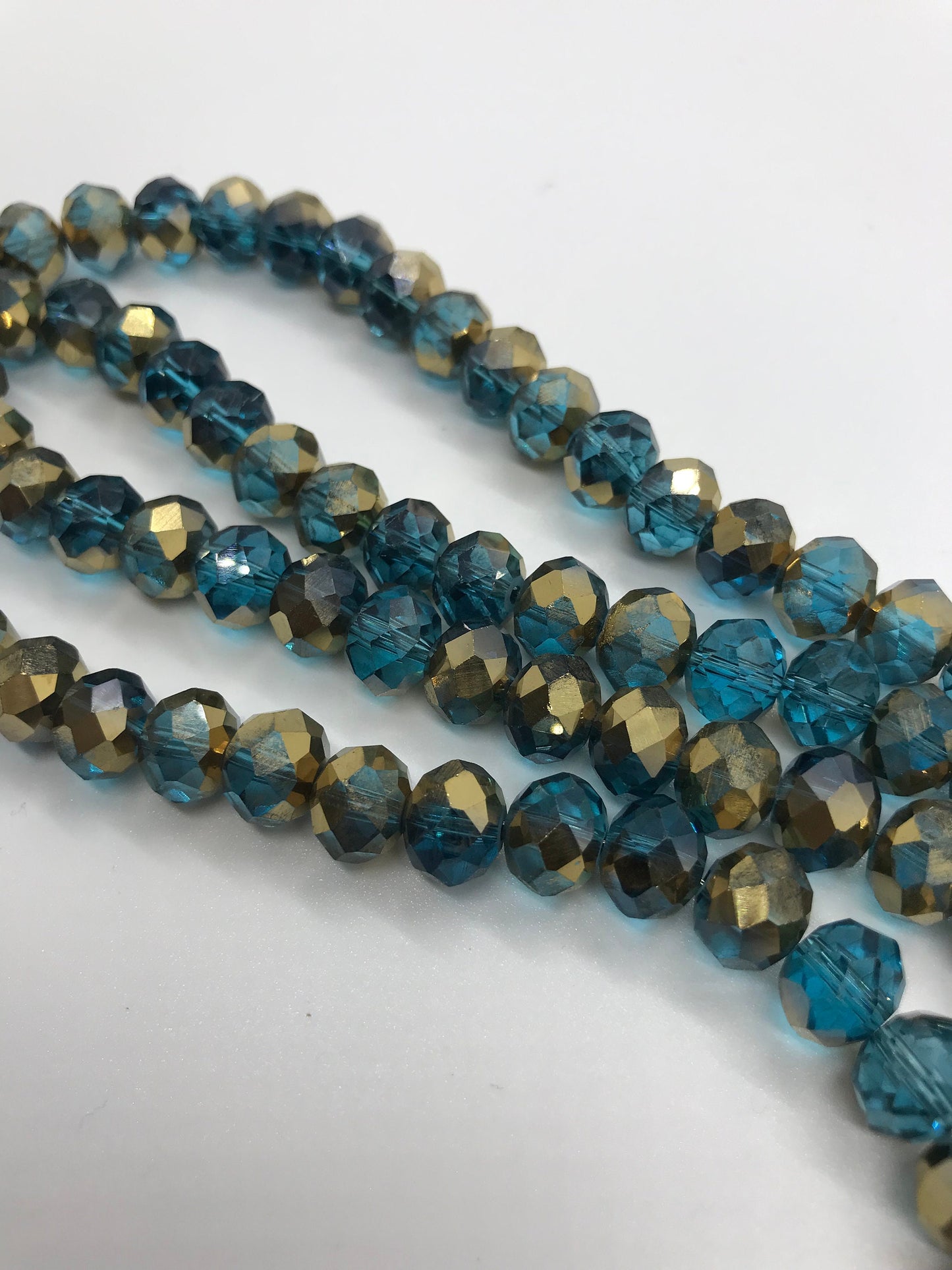 Blue Rondelle Beads Half Golden Plated 10x8mm, 8x6mm, 6x5mm, 4x3mm