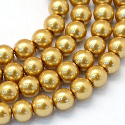Gold Glass Pearl Beads 3mm 4mm 6mm 8mm 10mm 12mm 14mm