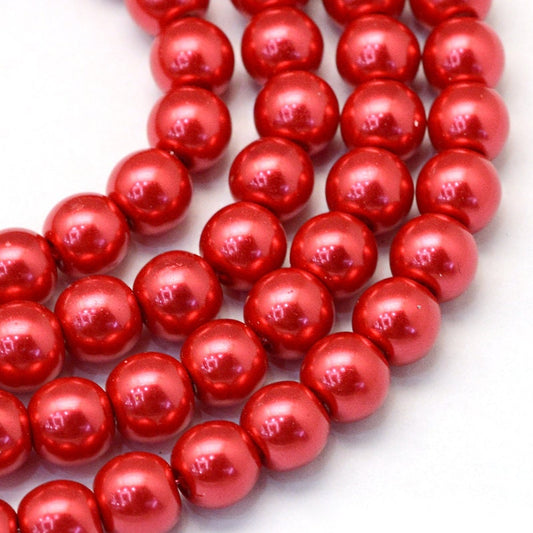 3mm 4mm 6mm 8mm 10mm 12mm 14mm Red Glass Pearl Beads