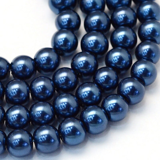 Blue Glass Pearl Beads 3mm 4mm 6mm 8mm 10mm 12mm 14mm, Jewelry Making Supplies