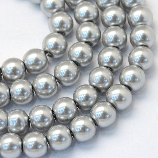 3mm 4mm 8mm 6mm 10mm 12mm Silver Glass Pearl Beads