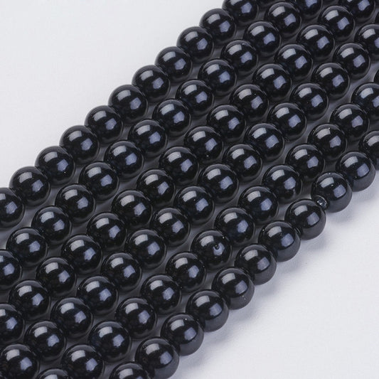8mm Black Glass Pearl Beads, White Glass Pearls, Red Glass Pearls, Pink Pearls