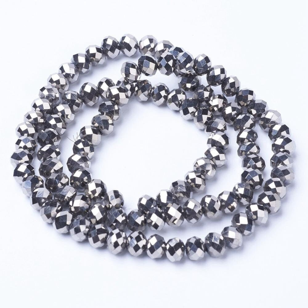 Platinum Rondelle Beads 10mm 8mm 6mm