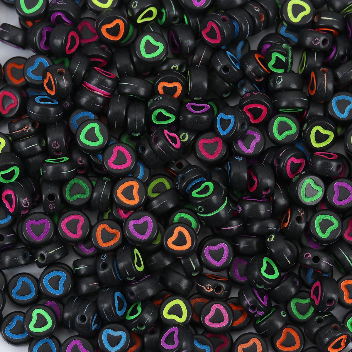 7mm Matte Acrylic Heart Beads