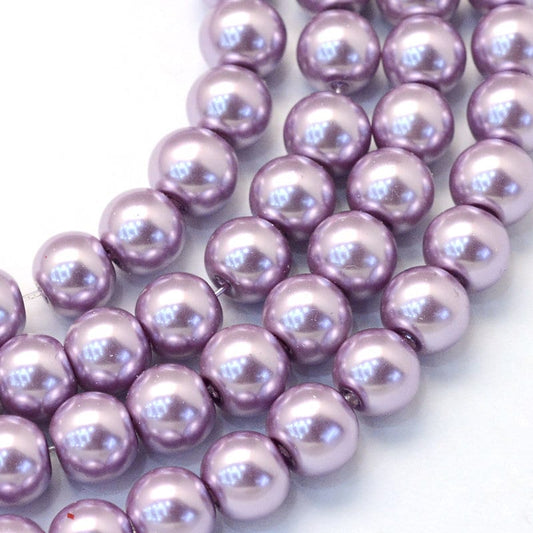 3mm 4mm 6mm 8mm 10mm 14mm Purple Glass Pearl Beads