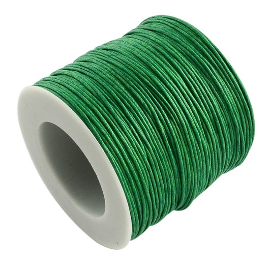 Green Waxed Cotton Cord 1mm 100 yards per roll, Jewelry Making Supplies