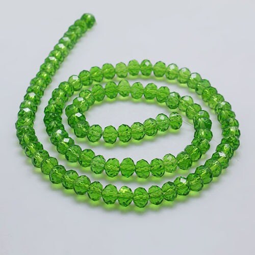 145 Green Transparent Rondelle Glass Beads 3x2mm