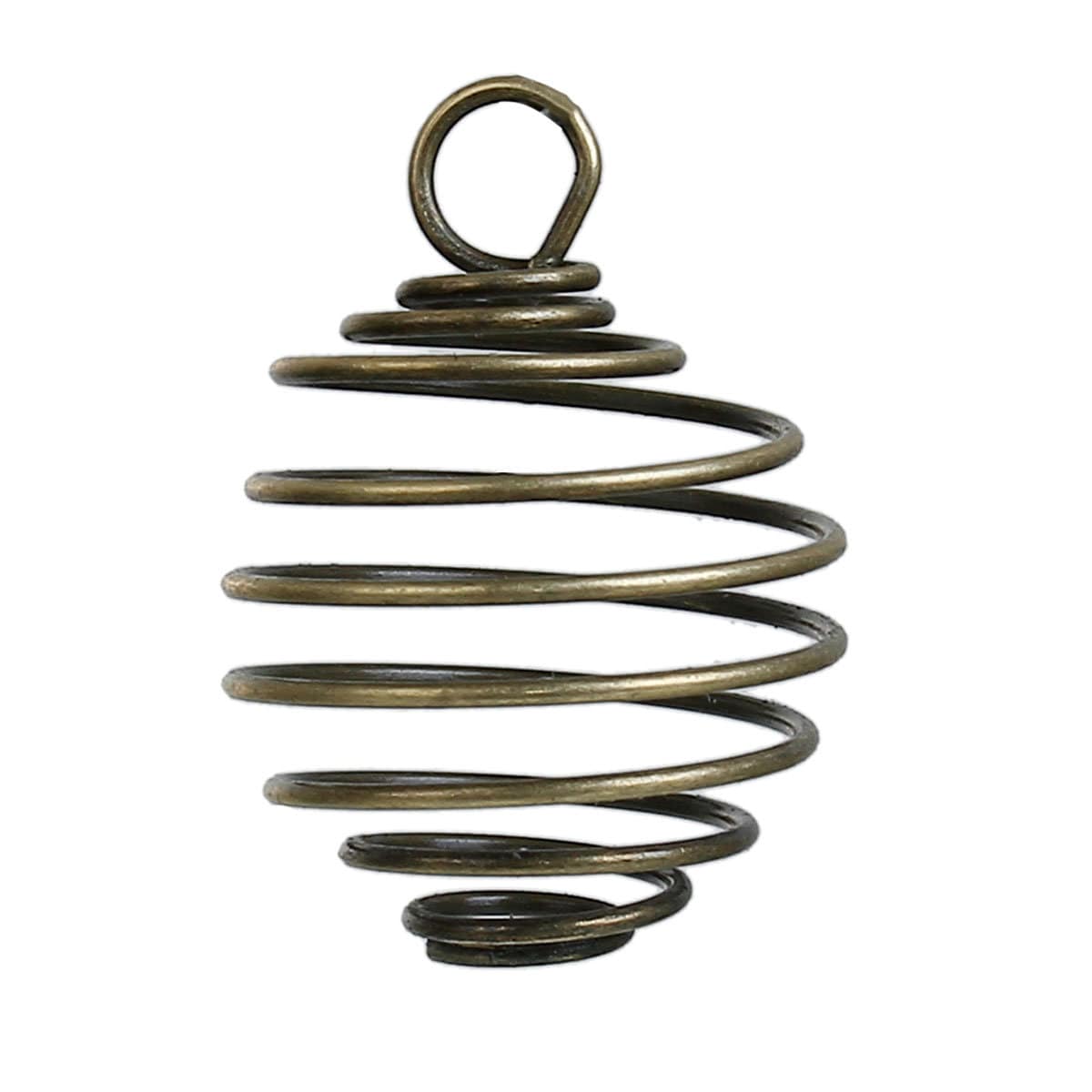 10 Lantern Spiral Bead Cages Pendants 26mm x 19mm