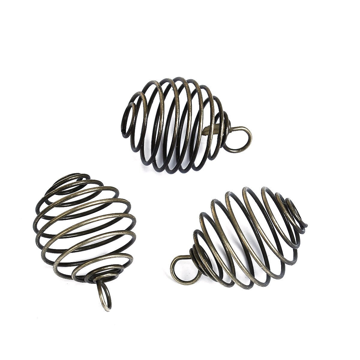 10 Lantern Spiral Bead Cages Pendants 26mm x 19mm