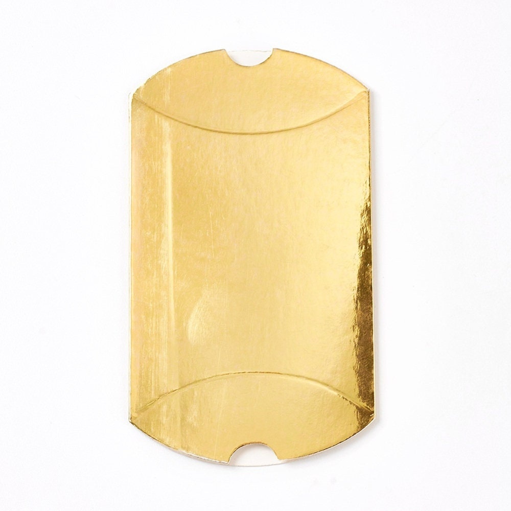 10 Gold Pillow Boxes, Candy Favor Boxes, 6.5x9x2.5cm