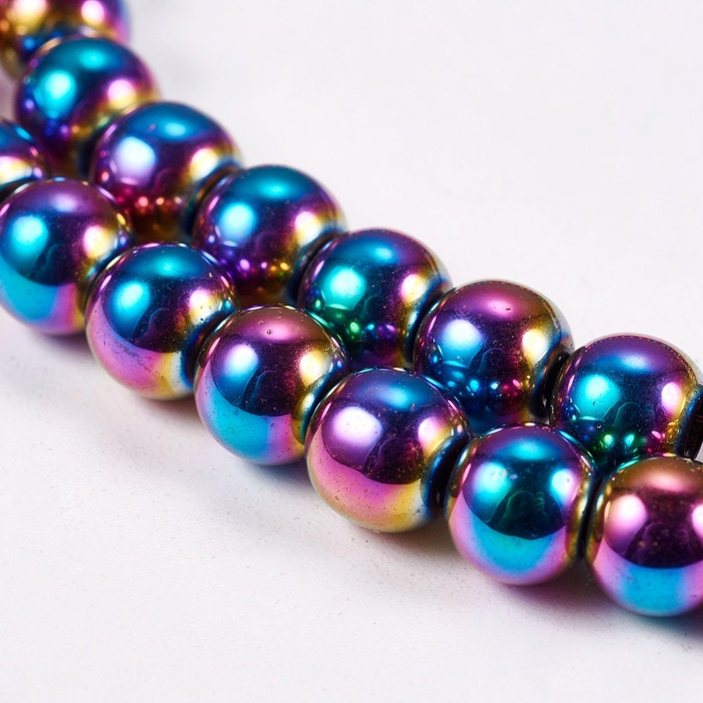 127 3mm Synthetic Hematite Beads Electroplate Non-magnetic, Colors Copper, Golden, Rainbow
