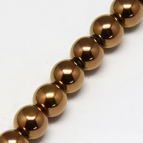65 6mm Synthetic Hematite Beads Electroplate Non-magnetic, Colors Copper, Platinum, Gold, Rainbow