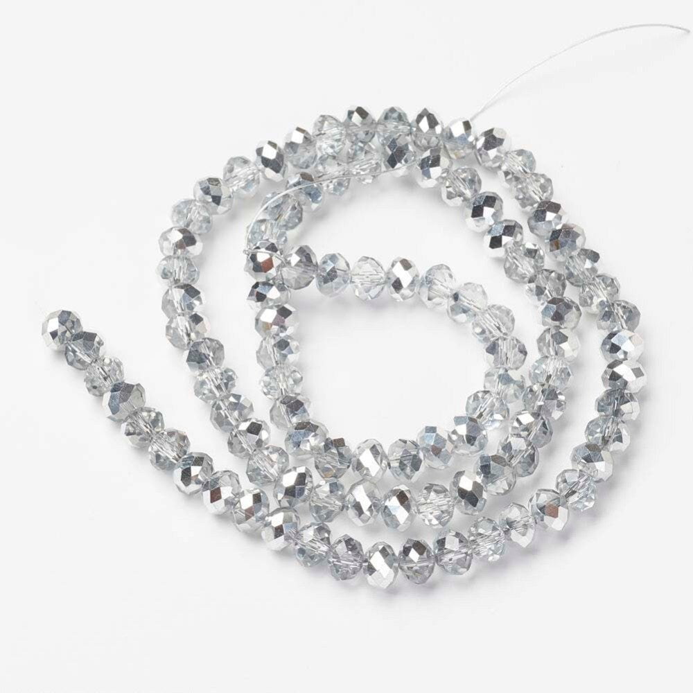 Two tone silver and transparent rondelle beads 10mm 8mm 6mm 4mm 3mm