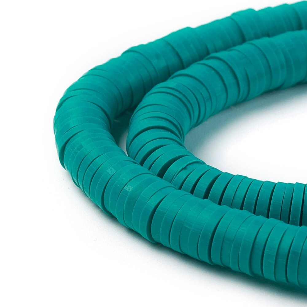 6mm Heishi Beads Polymer Clay Brown, Blue, Light Pink, Yellow, Medium Pink, Teal, Aquamarine, White, Black, Multi-Color