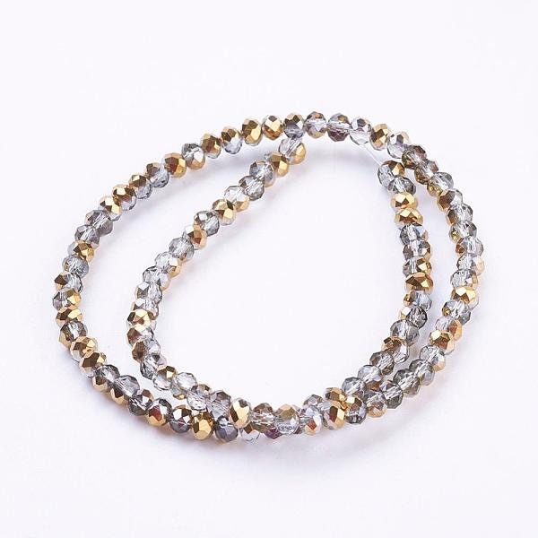 Gray and gold two tone faceted glass beads 3x2mm, 8x6mm, 6x5mm, r32