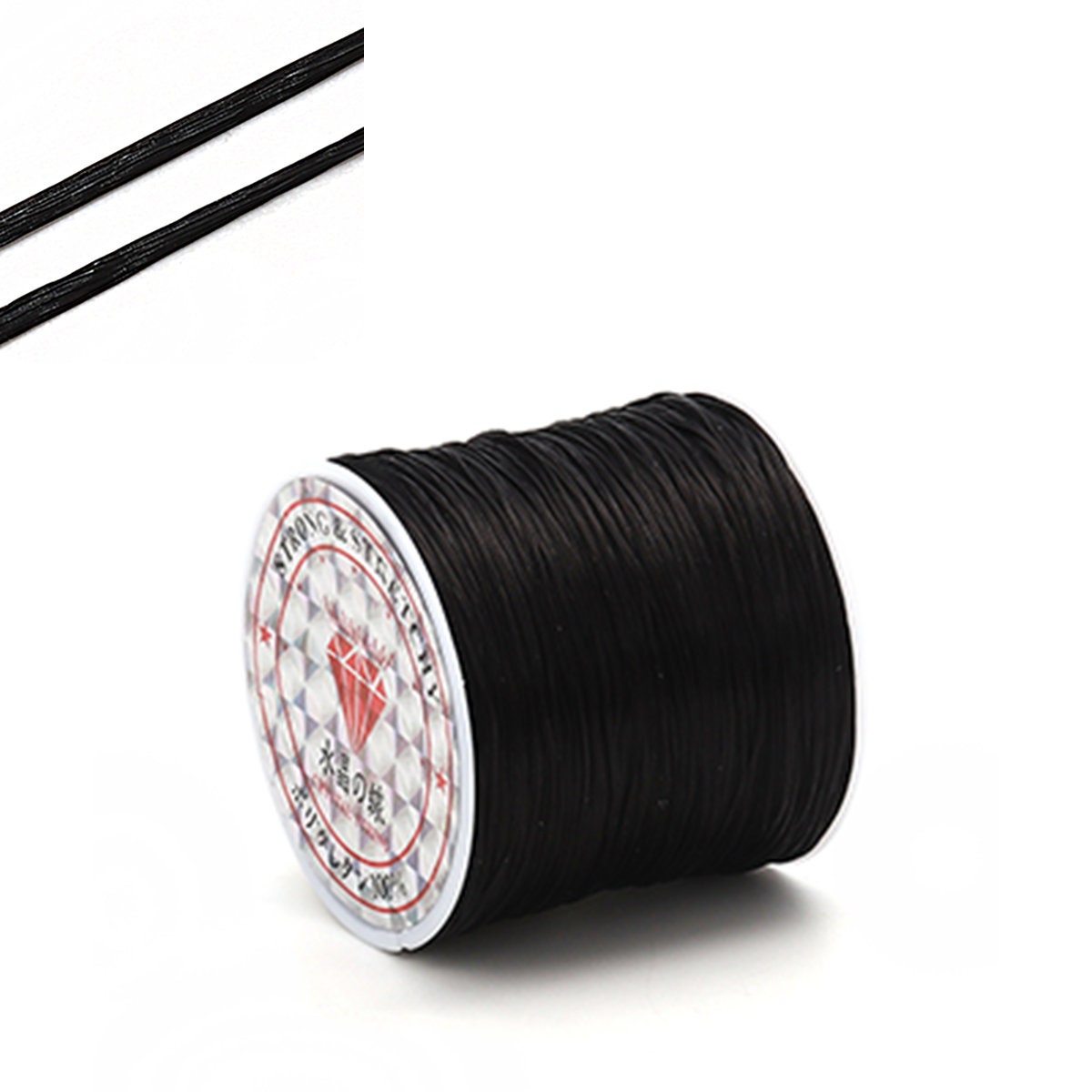 Polyester Jewelry Thread Cord White Elastic 0.5mm, 50 Meters