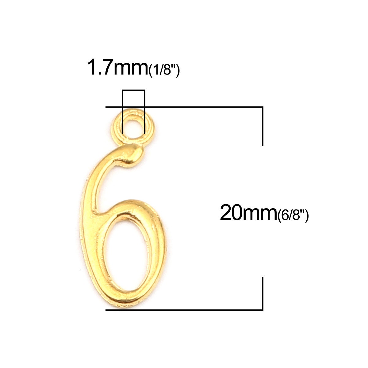 Number Charms Gold Plated, Antique Silver, Antique Bronze