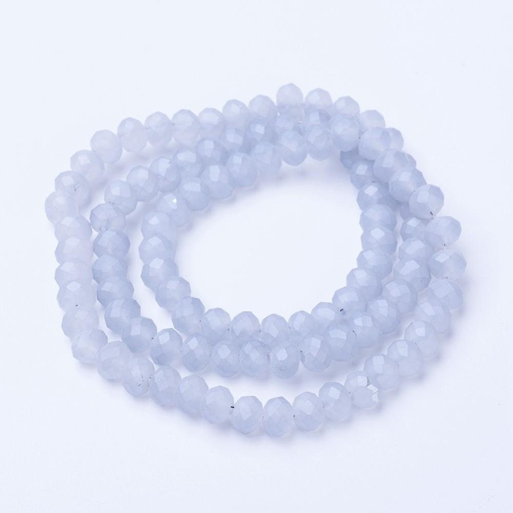 Light Gray Matte Rondelle Pearl Luster Plated Beads 8mm 6mm