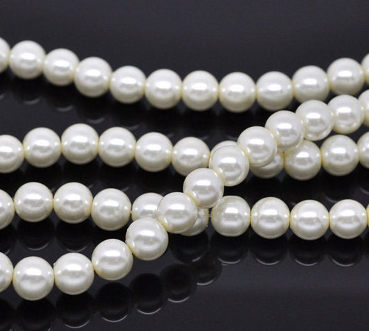 Ivory Glass Pearl Beads 3mm 4mm 6mm 8mm 10mm 14mm
