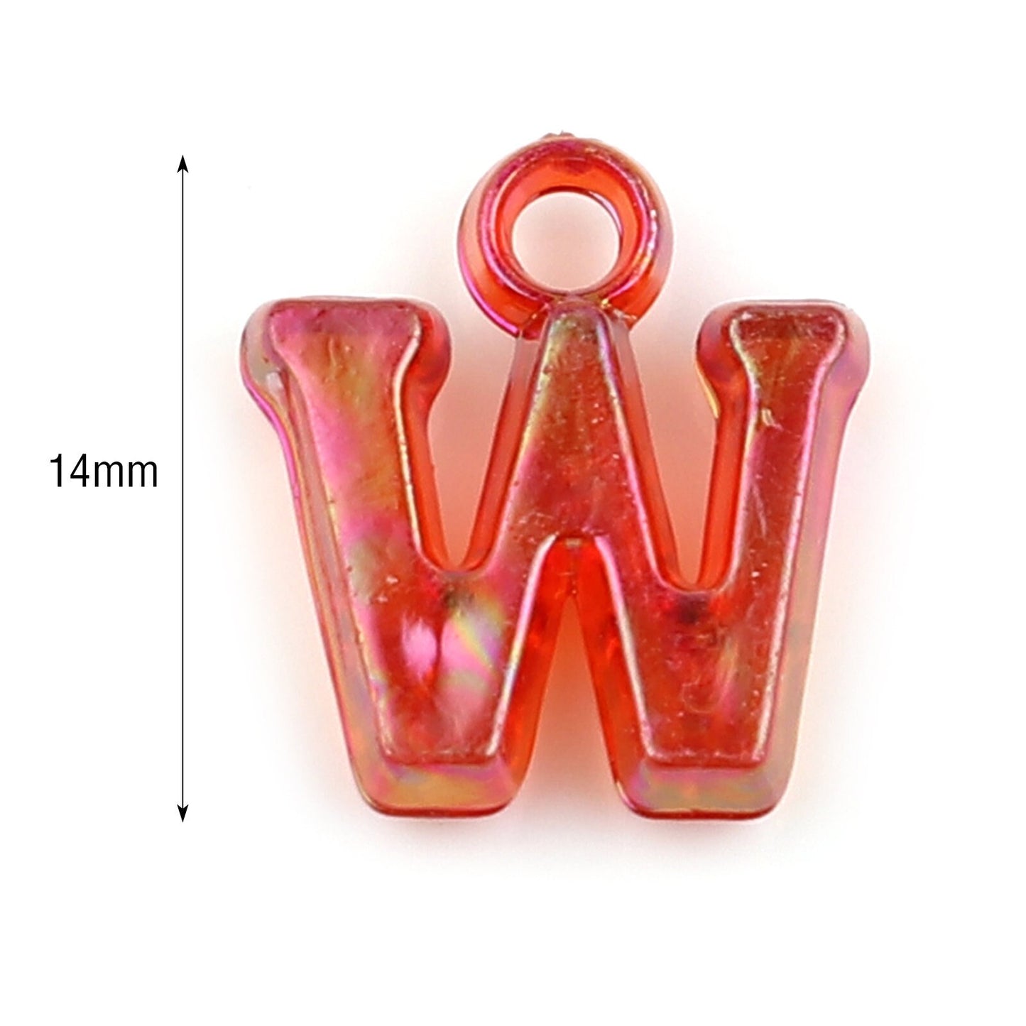 200 Acrylic Alphabet Charms, 14mm x 11mm - 14mm x 4mm