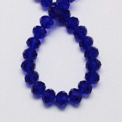 Dark Blue Rondelle Beads, Faceted Rondelle Glass Beads, Focal Beads, 13.5mm x 10mm, 12mm x 8mm, 16mm x 12mm, Jewelry Making