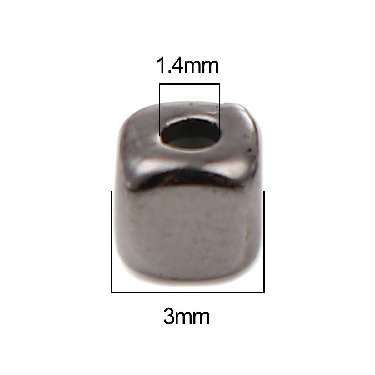Gunmetal Cube CCB Beads, Small Gunmetal Beads 3mm x 3mm, 4mm x 4mm