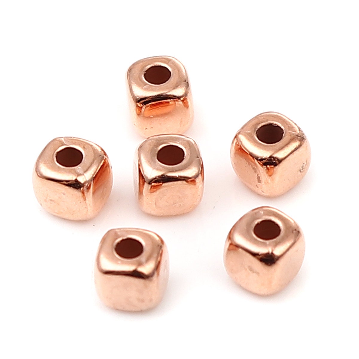Rose Gold Cube CCB Beads, Small Rose Gold Beads 3mm x 3mm, 4mm x 4mm