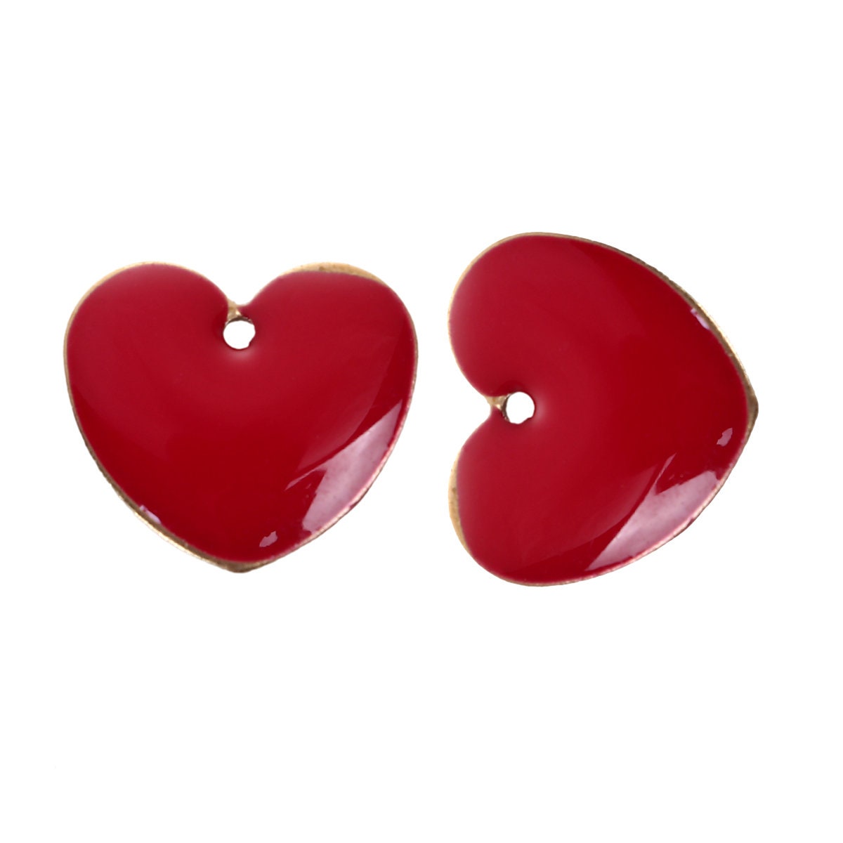 10 Red Heart Charms or Yellow Heart Charms, 16mm Enamel Heart Charms
