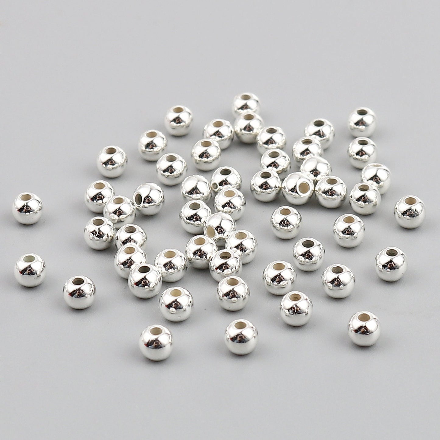 300 CCB Silver Spacer Beads 4mm