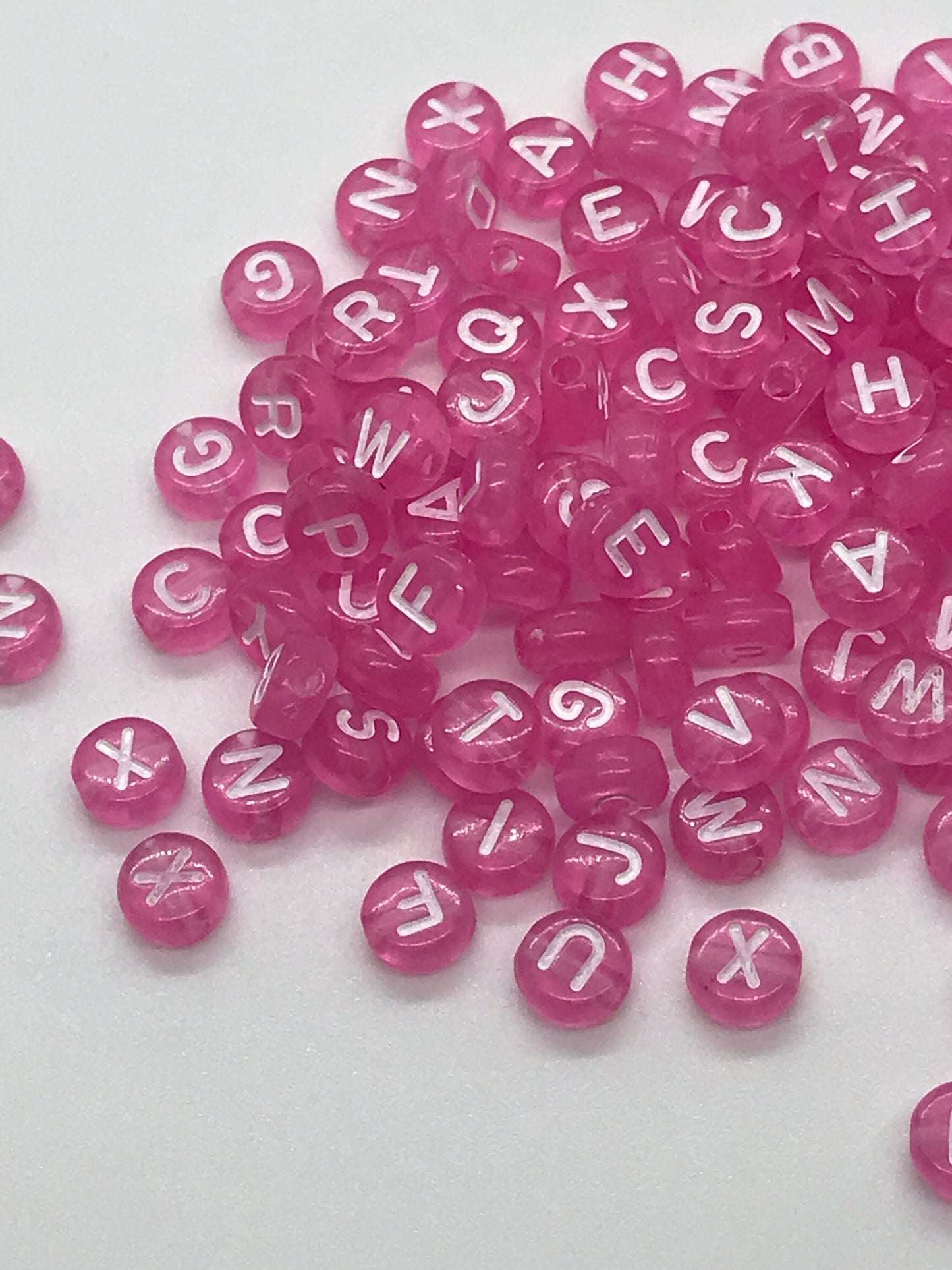 Pink & White Alphabet Beads, 7mm Acrylic letter beads, ABC letter beads, Name beads