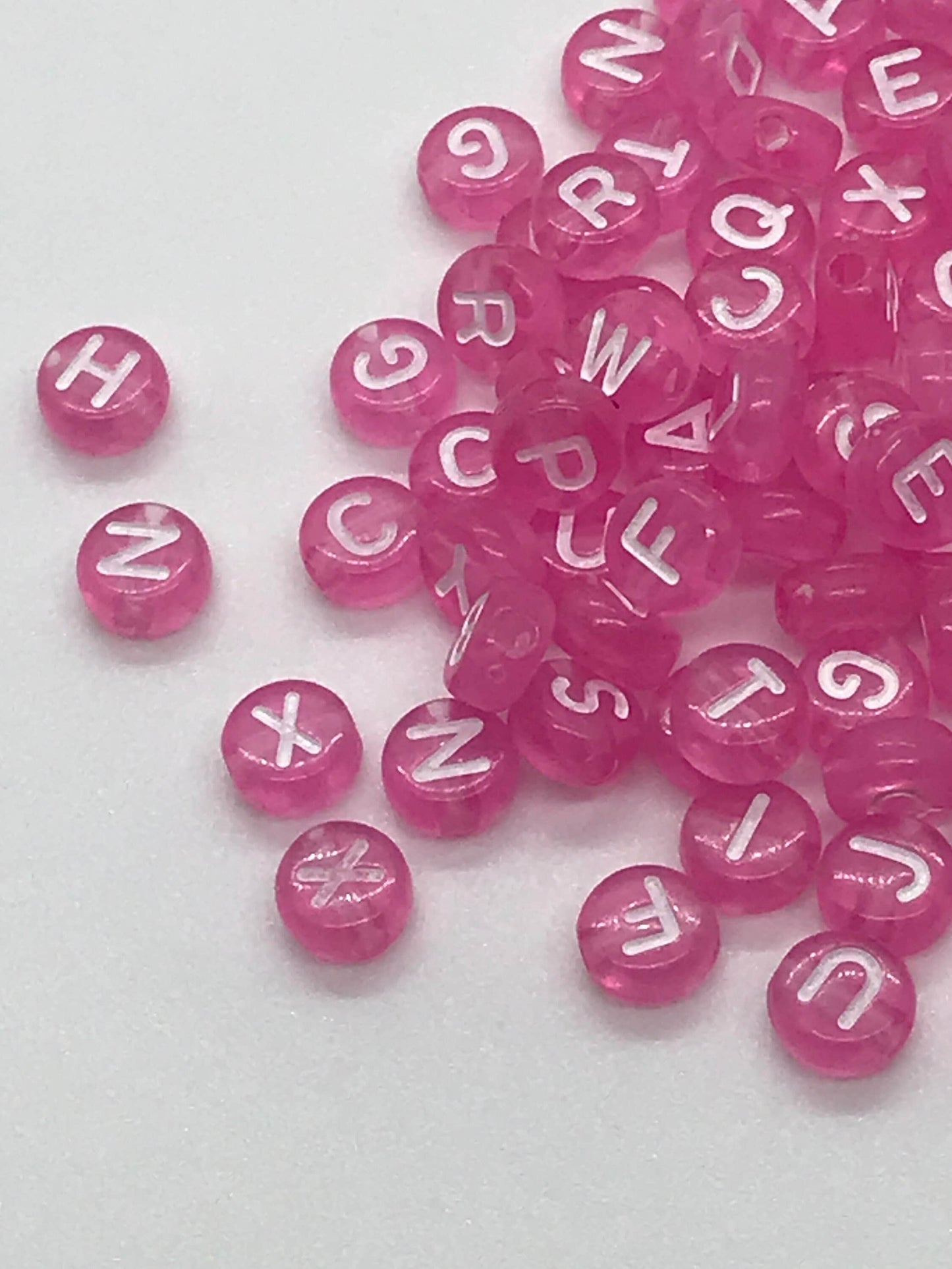 Pink & White Alphabet Beads, 7mm Acrylic letter beads, ABC letter beads, Name beads