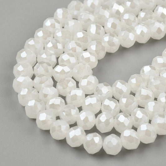 White Faceted  Rondelle Beads