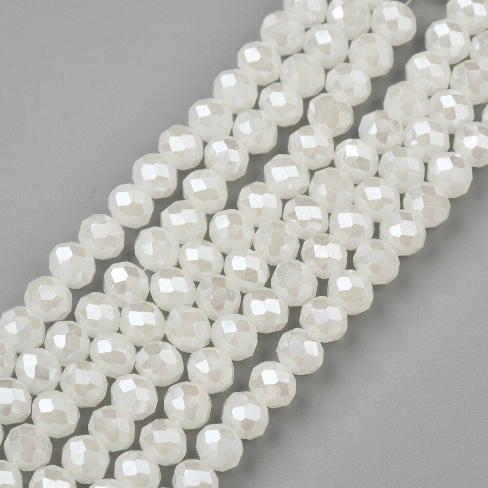 White Faceted Rondelle Beads