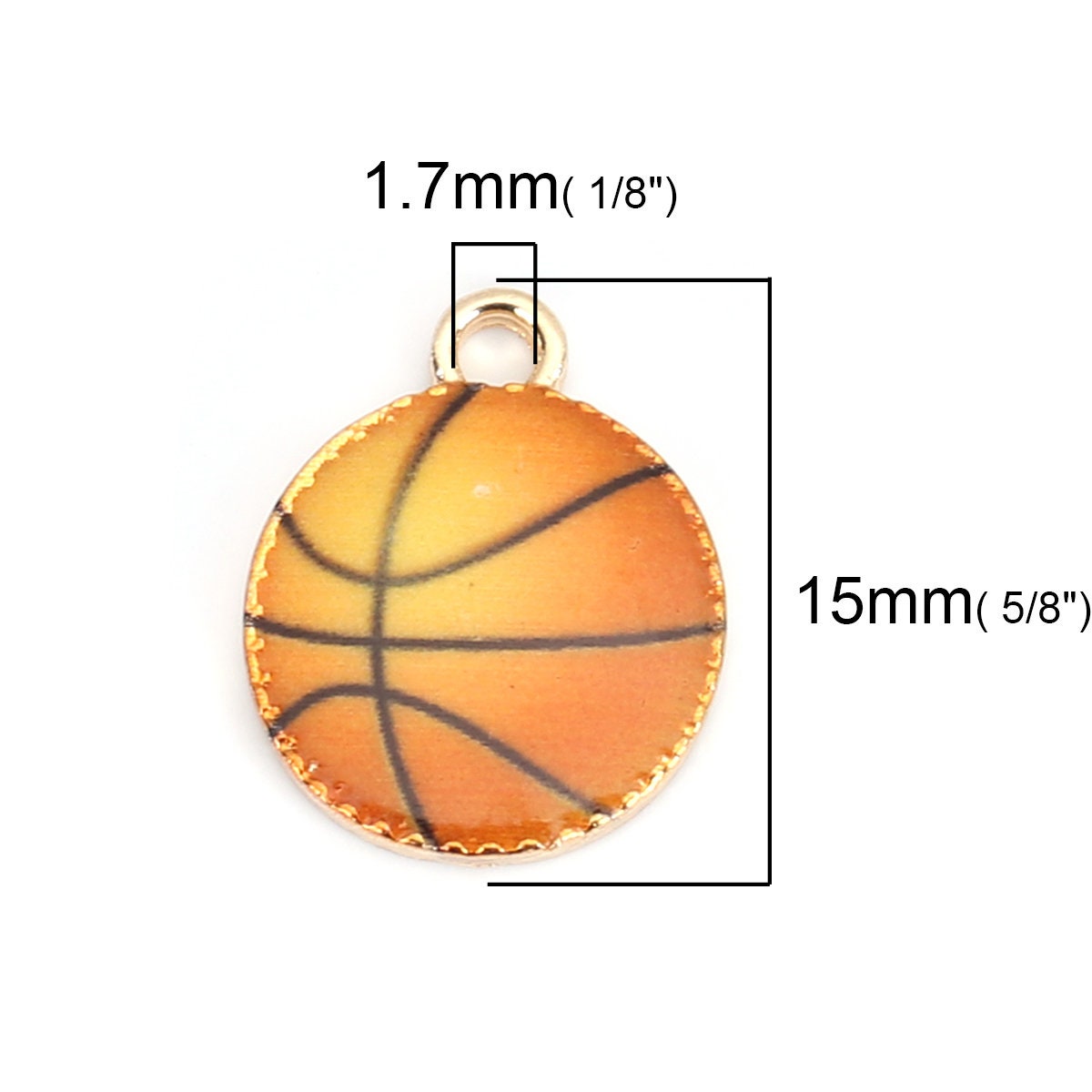 Soccer Charm, Basketball Charms 15mm x 12mm, Enamel Sports Charms