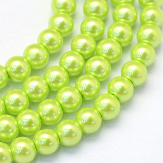 3mm 4mm 6mm 8mm 10mm 12mm 14mm Yellow Green Glass Pearl Beads