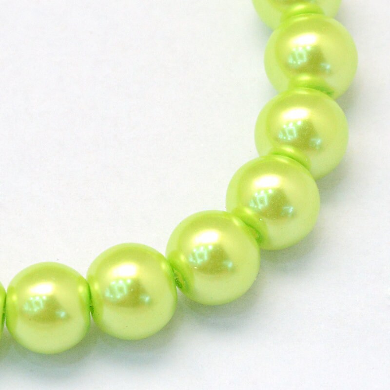 3mm 4mm 6mm 8mm 10mm 12mm 14mm Yellow Green Glass Pearl Beads