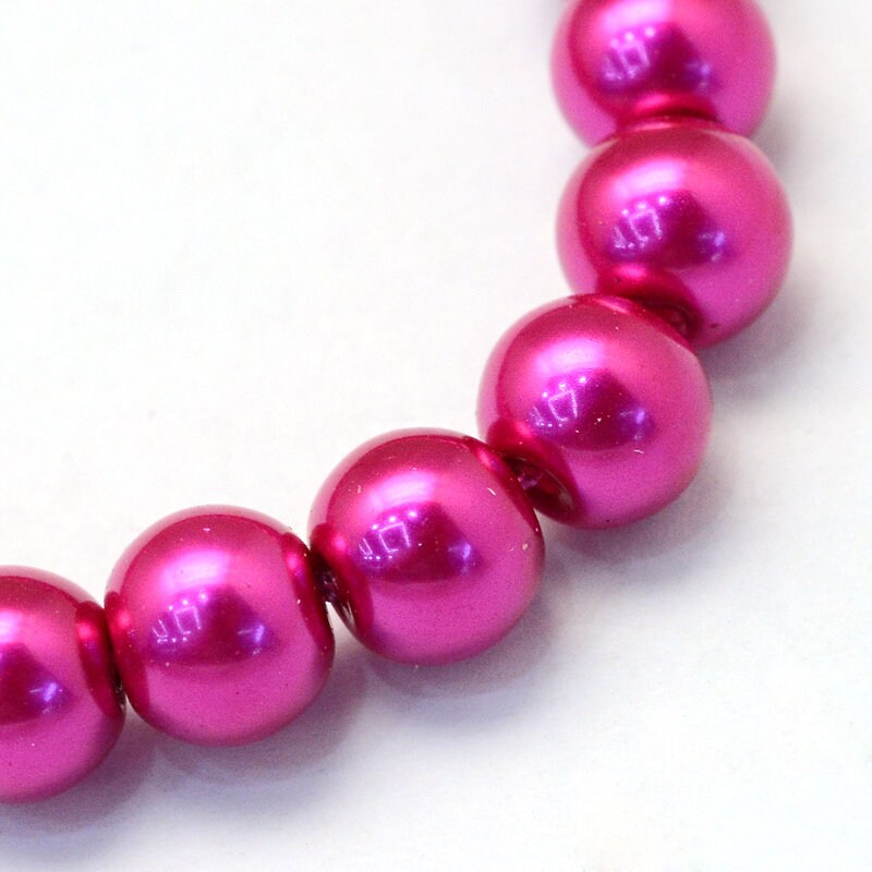 10mm 8mm 6mm 4mm Pink Glass Pearl Beads