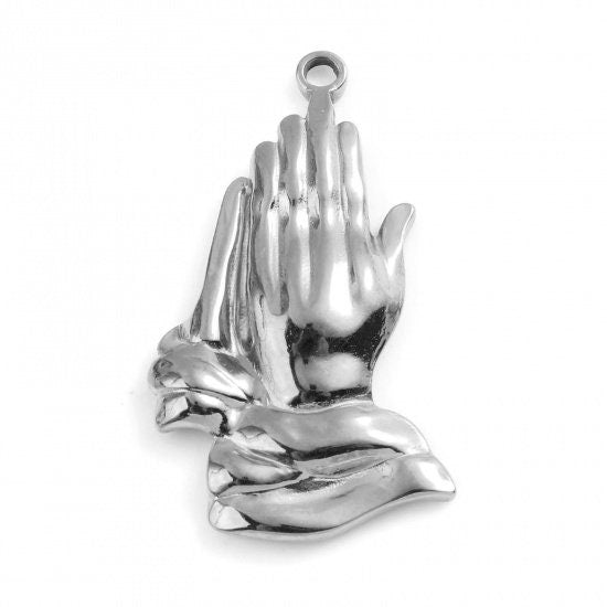 Praying Hands Charms, Prayer Charms Silver Tone or Gold, 37mm x 22mm
