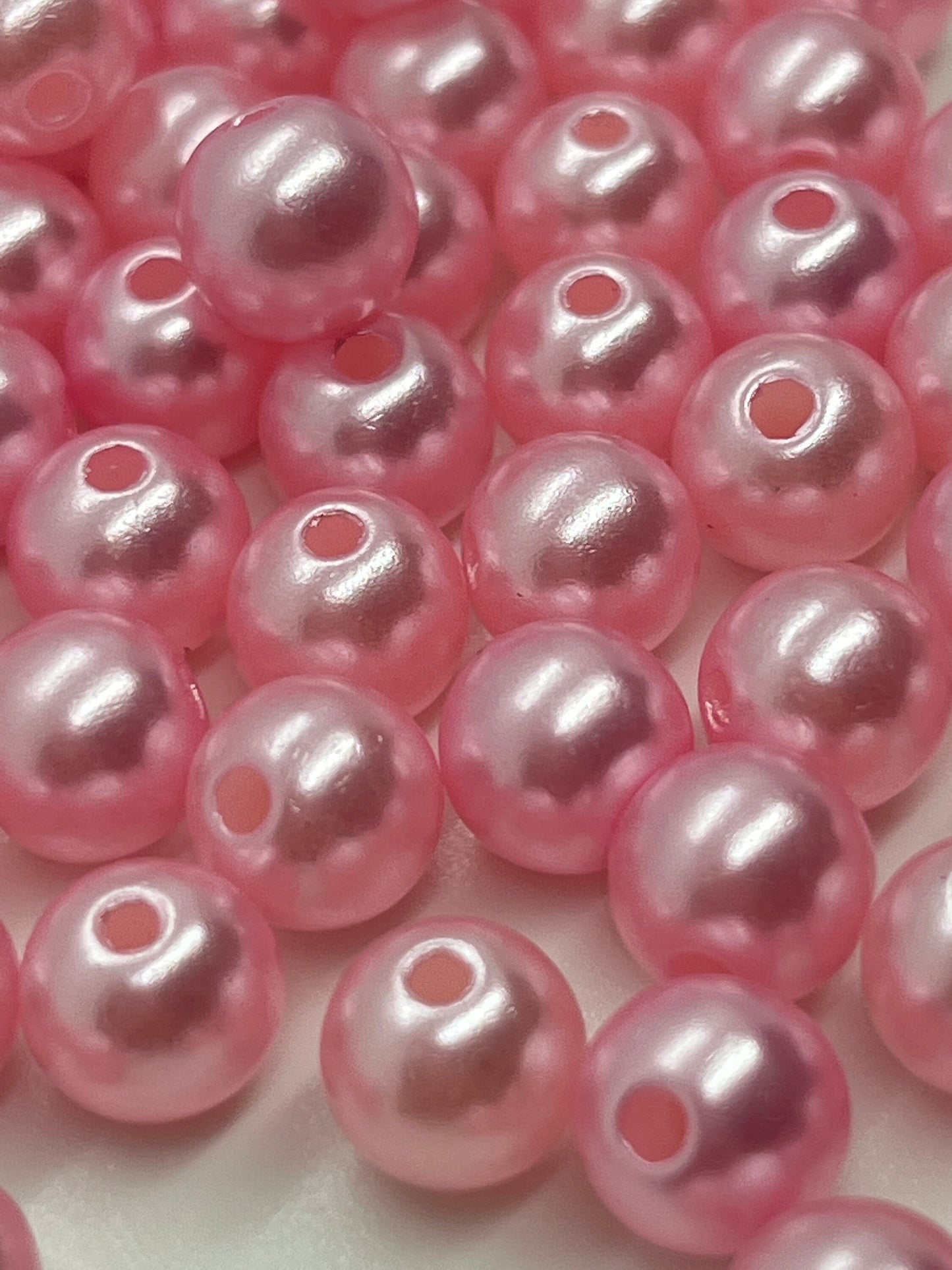 Pink Acrylic Pearl Beads, 6mm Pink Pearls, 8mm Pink Pearls Plastic