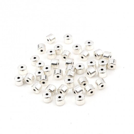 20 Cylinder Spacer Beads 5x4mm Silver Tone or Gold