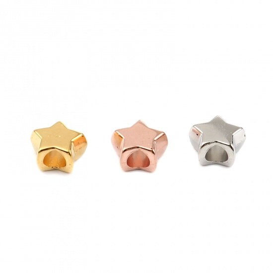 300 Gold, Rose Gold or Silver Tone Star Beads, 10mm CCB Plastic Stars